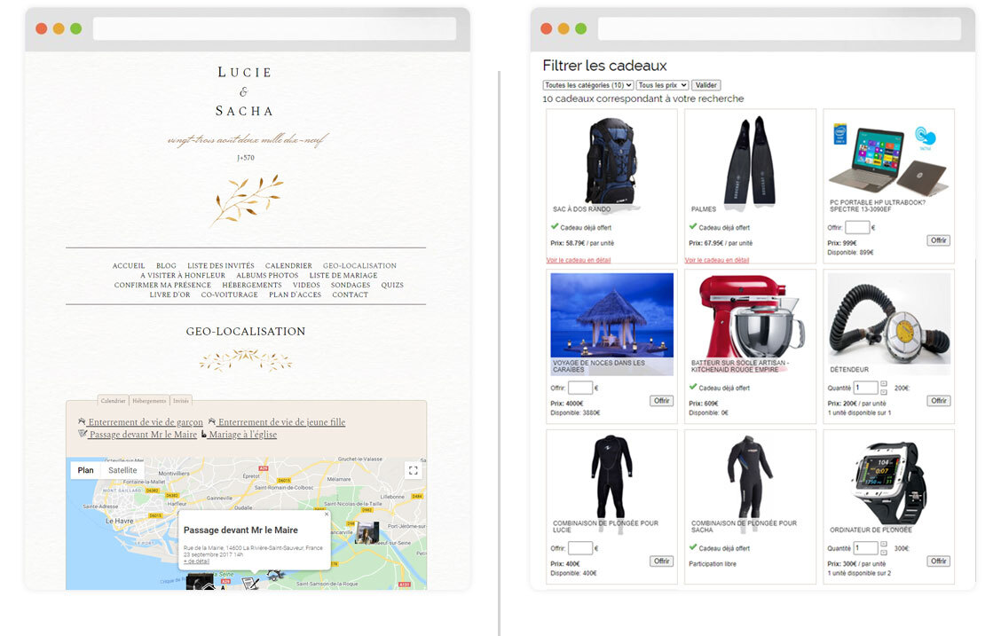 site et liste de mariage en ligne