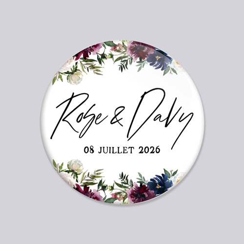 Badge de mariage Belladone à personnaliser