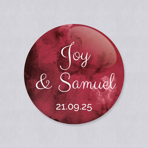 Badge de mariage Burgundy à personnaliser