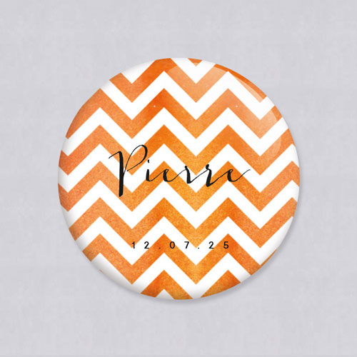 Badge de mariage Chevrons - orange à personnaliser