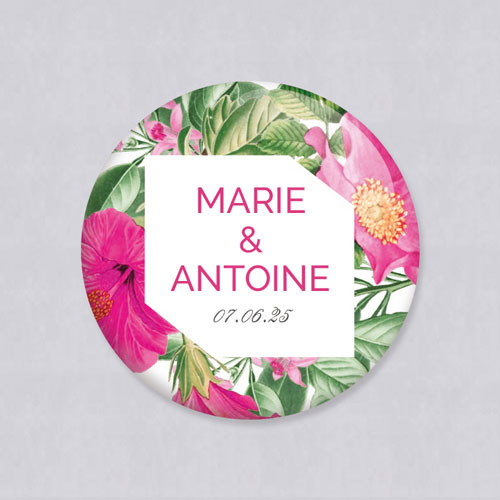 Badge de mariage Floral à personnaliser