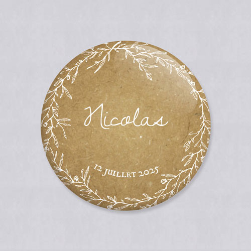 Badge de mariage Kraft à personnaliser