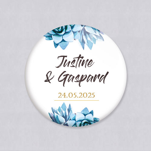 Badge de mariage Succulentes à personnaliser