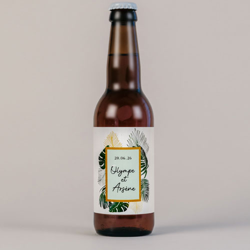 Bière de mariage Cadre tropical à personnaliser