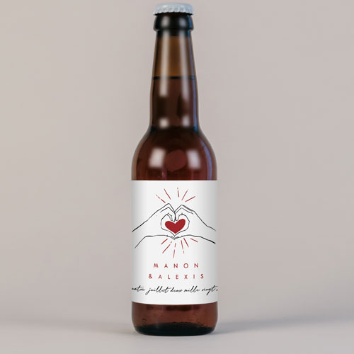 Bière de mariage Coeur rouge à personnaliser
