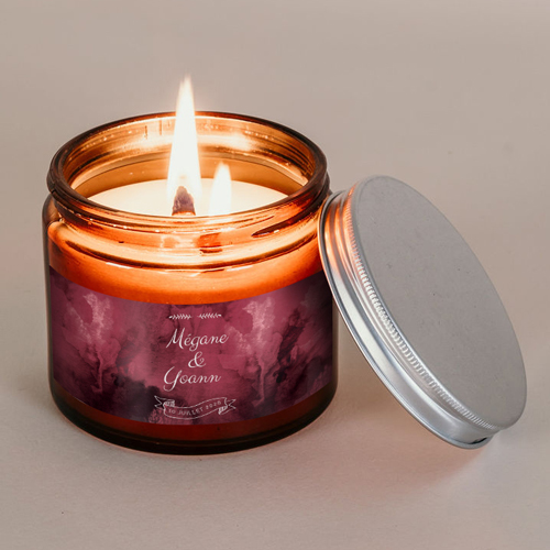 Bougie apothicaire de mariage Burgundy à personnaliser