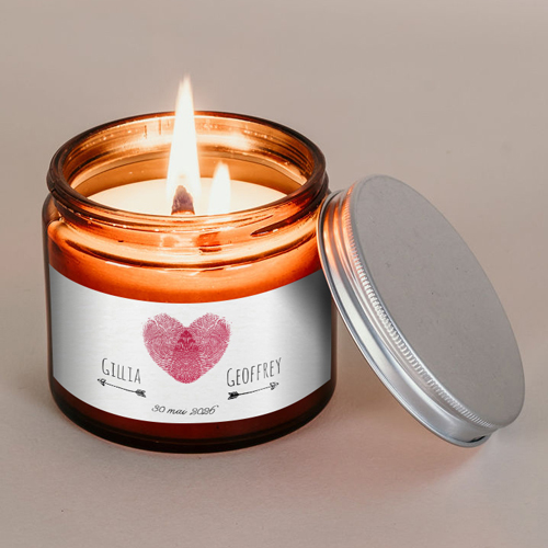 Bougie apothicaire de mariage Coeur à personnaliser