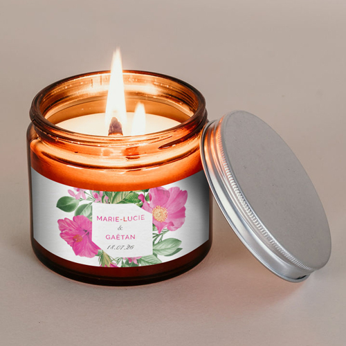 Bougie apothicaire de mariage Floral à personnaliser