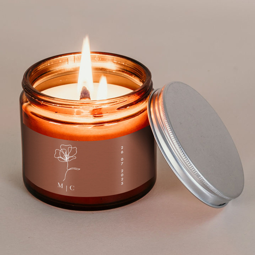 Bougie apothicaire de mariage Terracotta à personnaliser