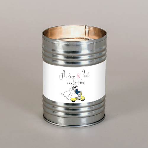 Bougie métal de mariage Arrivée des mariés à personnaliser
