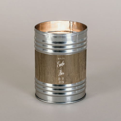 Bougie métal de mariage Bois à personnaliser
