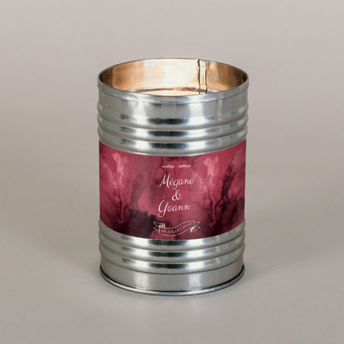 Bougie métal de mariage Burgundy à personnaliser