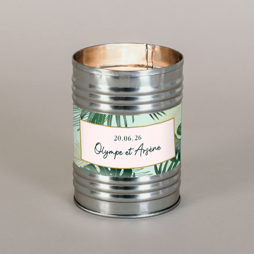 Bougie métal de mariage Cadre tropical à personnaliser