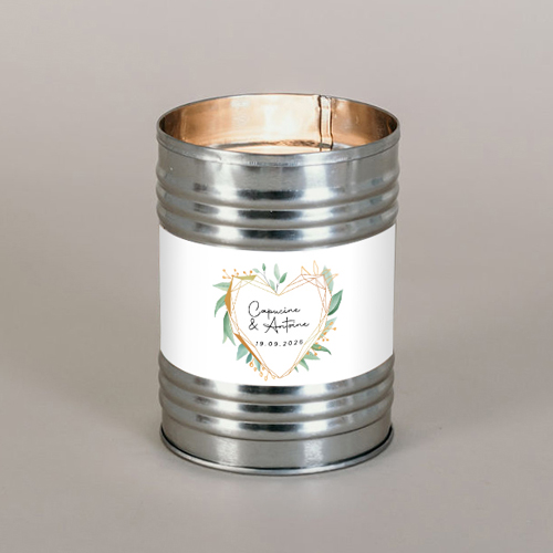 Bougie métal de mariage Coeur géométrique à personnaliser