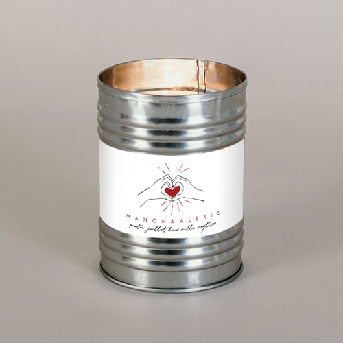 Bougie métal de mariage Coeur rouge à personnaliser