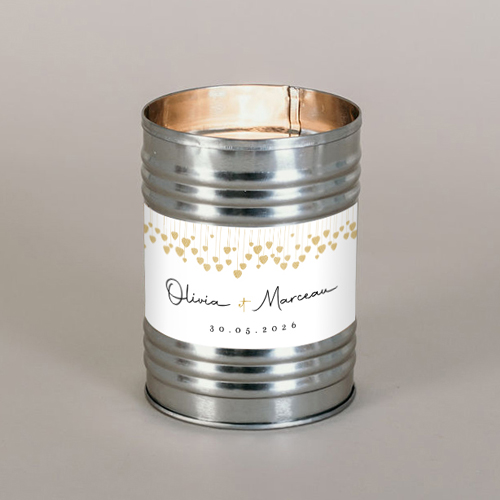 Bougie métal de mariage Coeurs suspendus à personnaliser