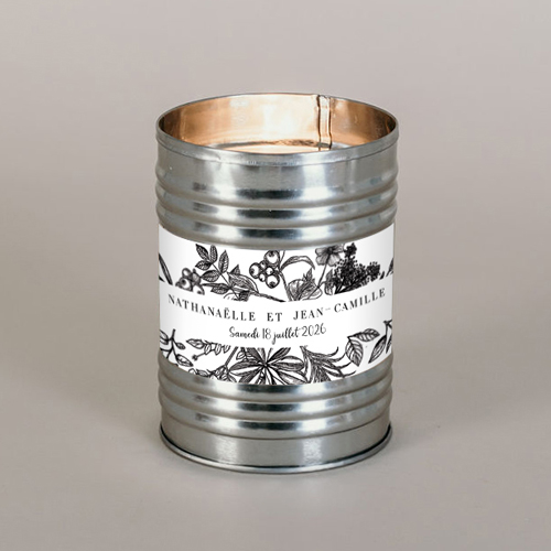 Bougie métal de mariage Composition florale à personnaliser