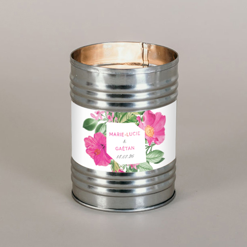 Bougie métal de mariage Floral à personnaliser