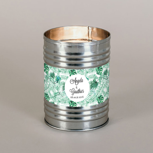 Bougie métal de mariage Jungle à personnaliser