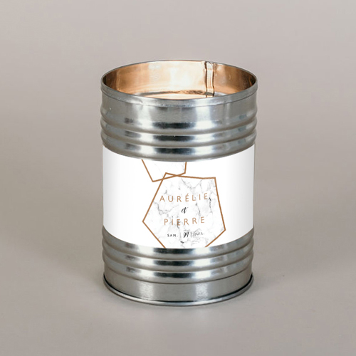 Bougie métal de mariage Marbre à personnaliser