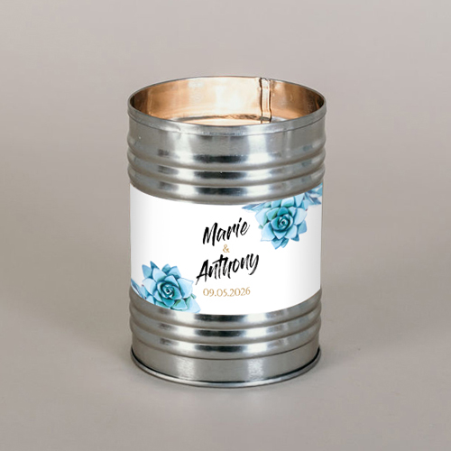 Bougie métal de mariage Succulentes à personnaliser