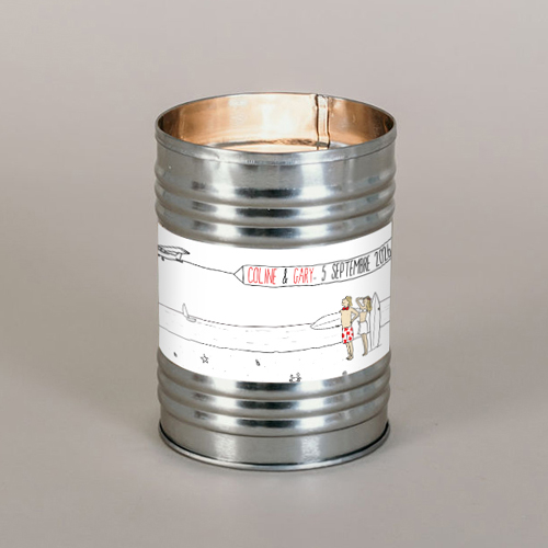 Bougie métal de mariage Surf à personnaliser