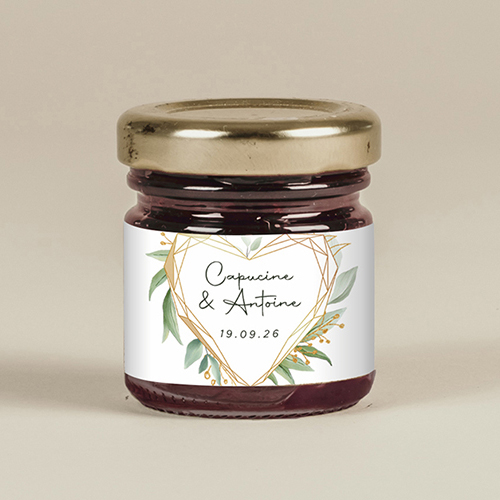 Confiture de mariage Coeur géométrique à personnaliser