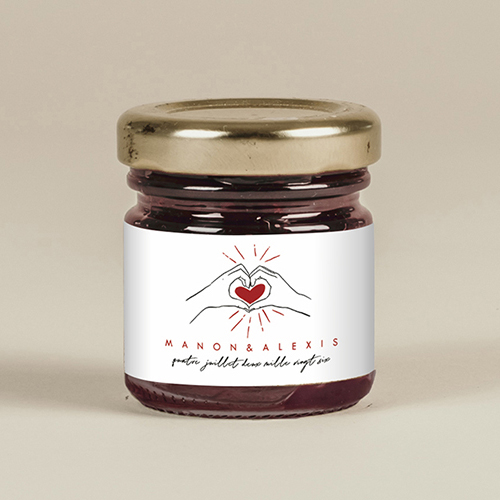 Confiture de mariage Coeur rouge à personnaliser