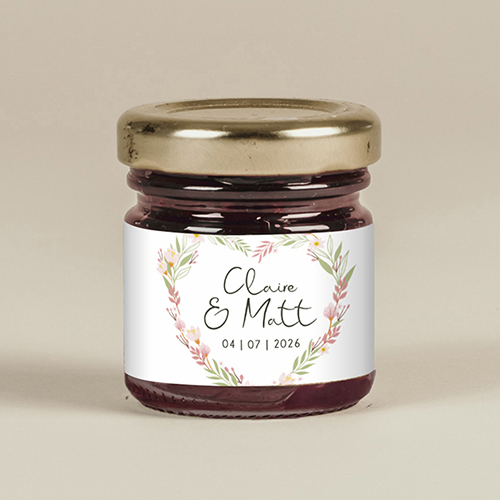 Confiture de mariage Couronne coeur à personnaliser