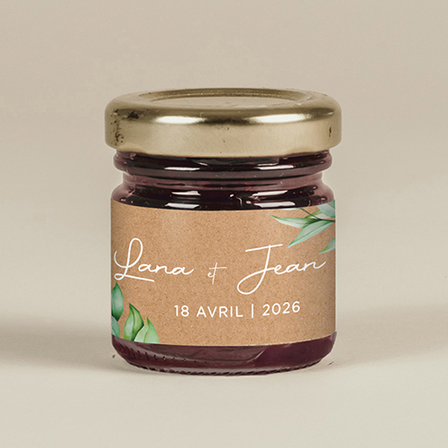 Confiture de mariage Feuilles kraft à personnaliser