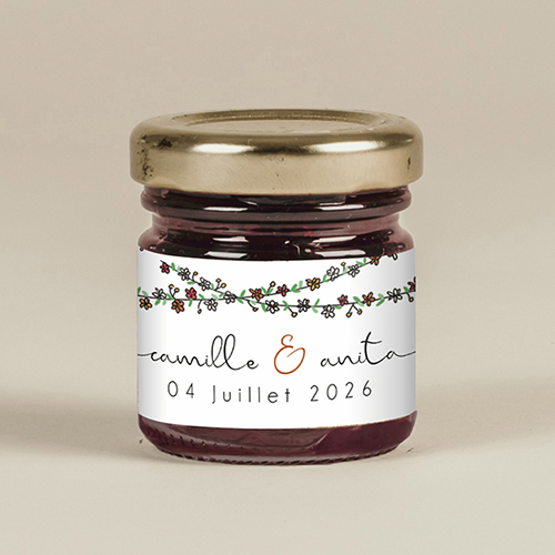 Confiture de mariage Guirlandes de fleurs à personnaliser