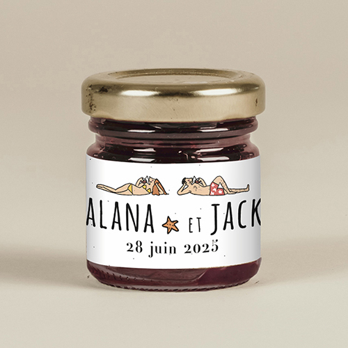 Confiture de mariage Plage à personnaliser