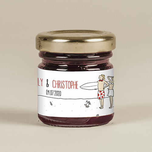 Confiture de mariage Surf à personnaliser