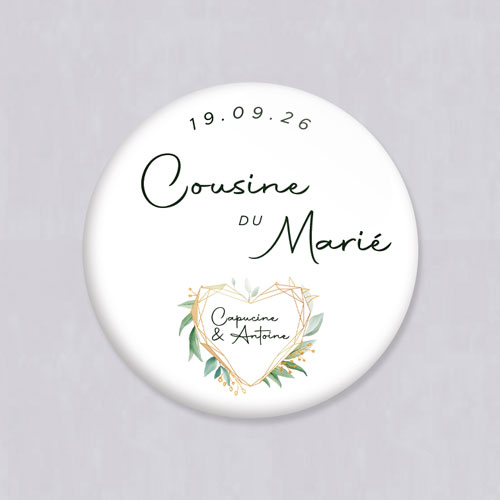 Décapsuleur de mariage Coeur géométrique à personnaliser