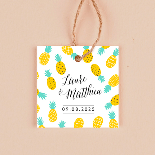 Étiquette carrée de mariage Ananas à personnaliser