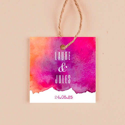 Étiquette carrée de mariage Aquarelle à personnaliser