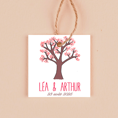 Étiquette carrée de mariage Arbre à personnaliser