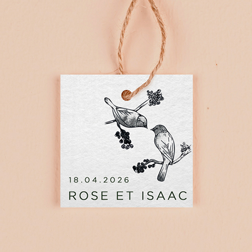 Étiquette carrée de mariage Birds à personnaliser