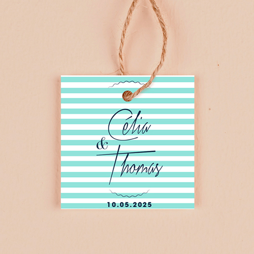 Étiquette carrée de mariage Bord de mer à personnaliser