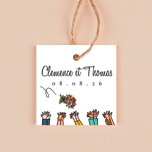 Étiquette carrée de mariage Bouquet à personnaliser