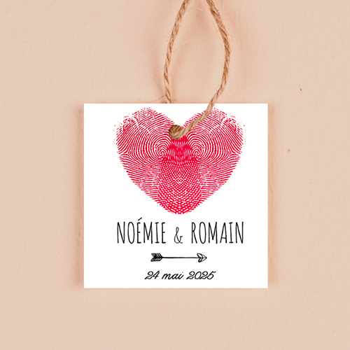Étiquette carrée de mariage Coeur à personnaliser