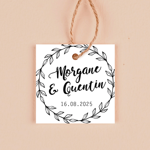 Étiquette carrée de mariage Couronne à personnaliser