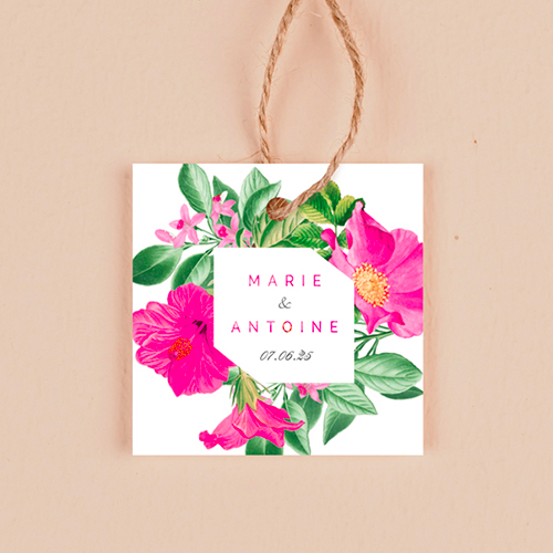 Étiquette carrée de mariage Floral à personnaliser