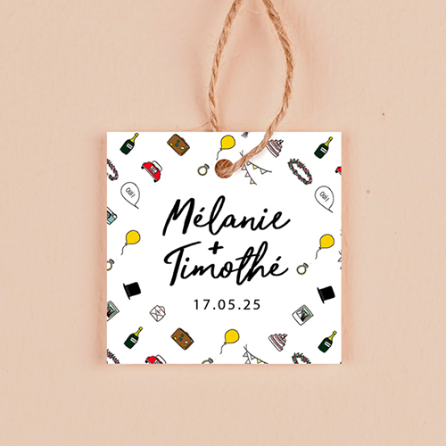 Étiquette carrée de mariage Motifs à personnaliser