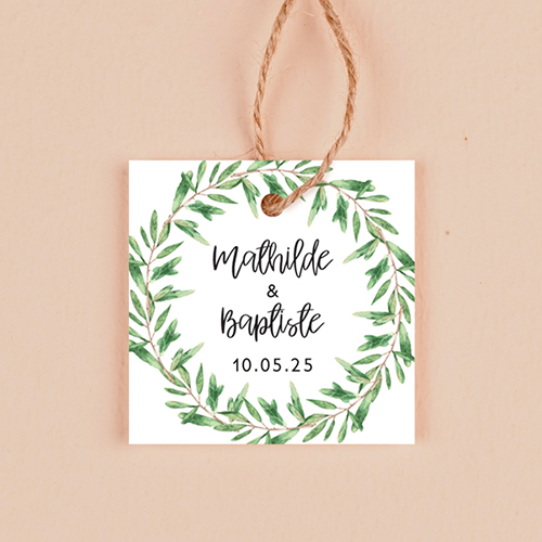 Étiquette carrée de mariage Natural à personnaliser