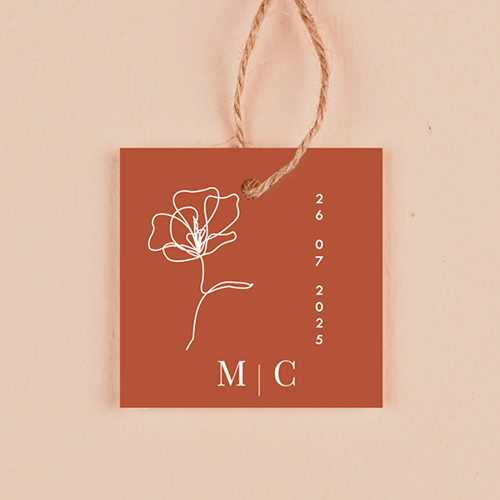 Étiquette carrée de mariage Terracotta à personnaliser
