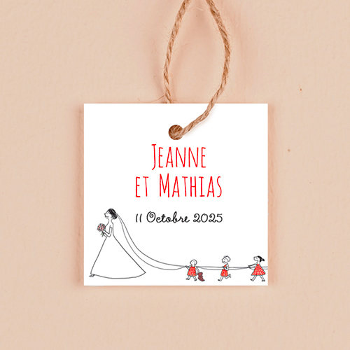 Étiquette carrée de mariage Traîne de la mariée à personnaliser