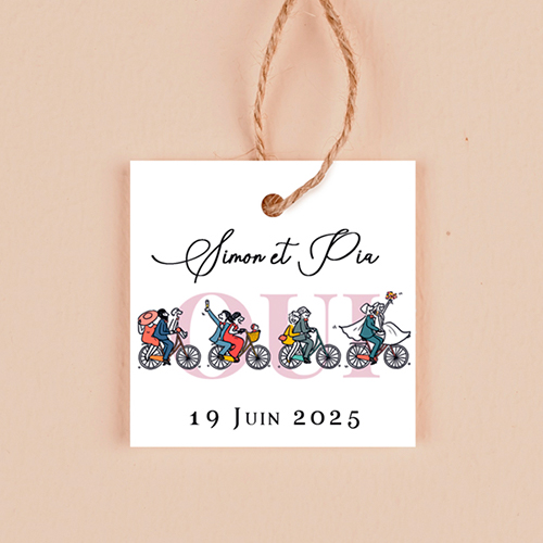 Étiquette carrée de mariage Vélos à personnaliser