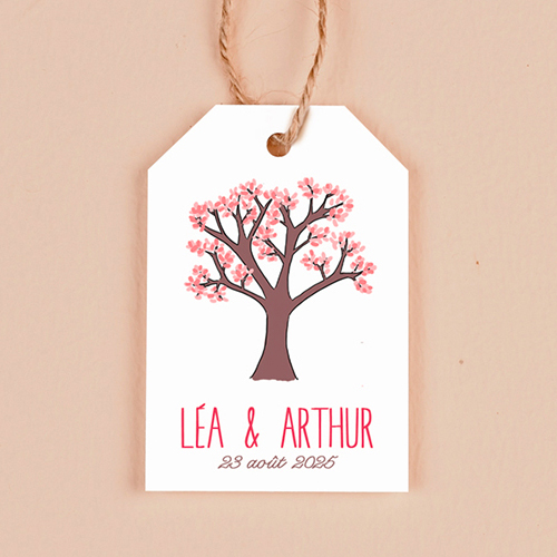 Étiquette rectangulaire de mariage Arbre à personnaliser