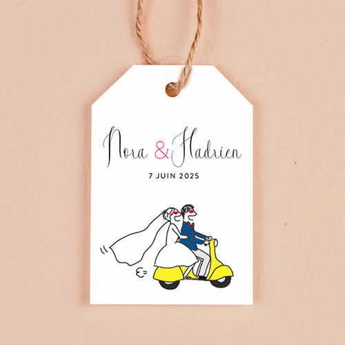 Étiquette rectangulaire de mariage Arrivée des mariés à personnaliser